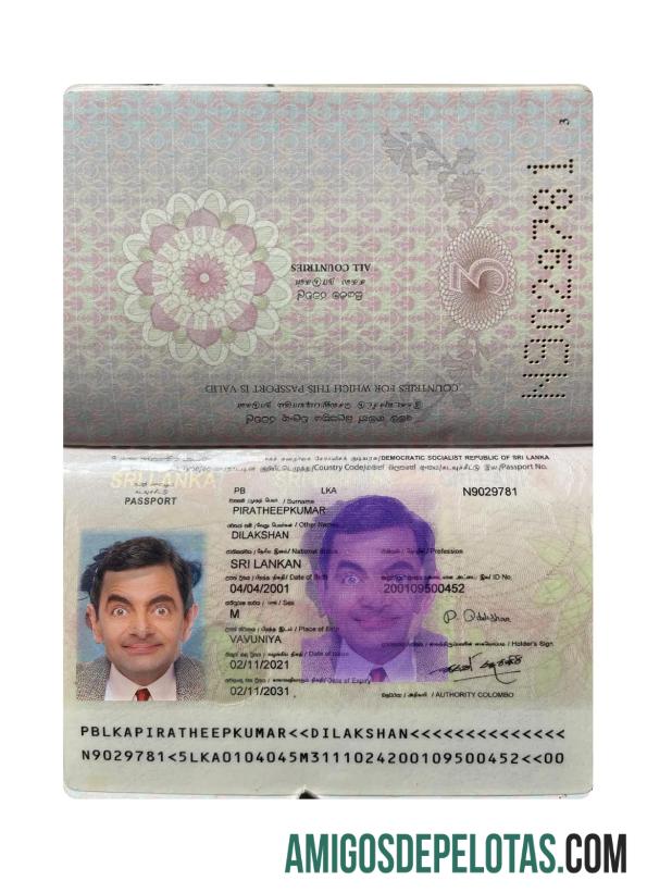 Passaporte do Sri Lanka 2021 presente modelo